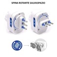 Rotating adapter: 1 x 10A plug vs. 2 x 10/16A sockets + 1 x Schuko socket. With overload protection switch.