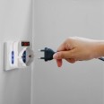 Rotating adapter: 1 x 10A plug vs. 2 x 10/16A sockets + 1 x Schuko socket. With overload protection switch.