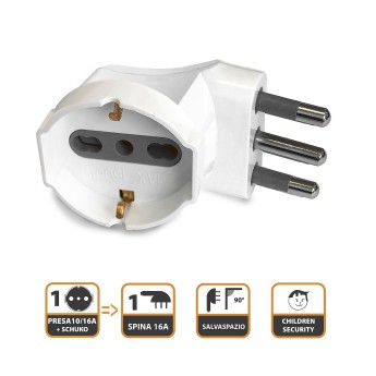 90°-Schuko-Adapter: 1 10/16-A-Steckdose mit... 2