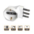 90°-Schuko-Adapter: 1 10/16-A-Steckdose mit Schuko-Stecker anstelle eines 16-A-Steckers