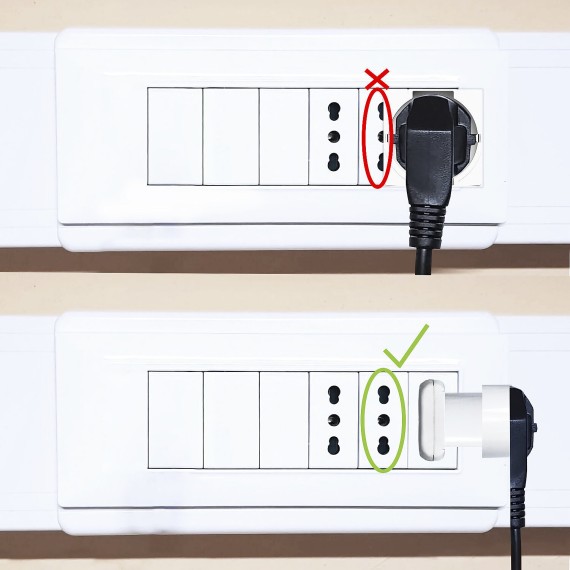 90°-Schuko-Adapter: 1 10/16-A-Steckdose mit...
