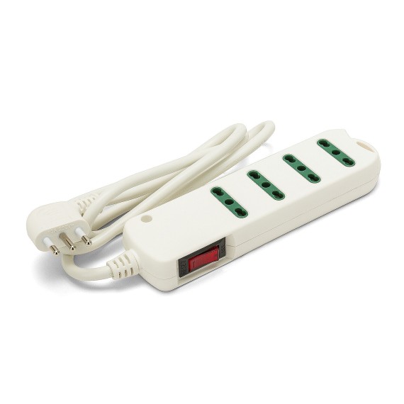 Power strip with 10A angled plug to 4 10/16A...