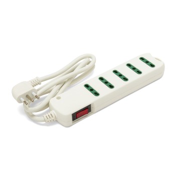 Power strip with 10A angled plug to five 10/16A two-way...