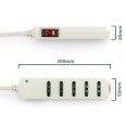 Regleta con enchufe acodado de 10 A para cinco tomas de corriente de 10/16 A. Con interruptor de seguridad. Color blanco.