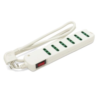 Power strip with 10A angled plug to six 10/16A two-way...