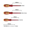 Jeu de 4 tournevis isolés (1 plat + 2 cruciformes + testeur)