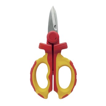 Insulated electrician's scissors, 1000V. Red and yellow.