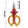 Insulated electrician's scissors, 1000V. Red and yellow.
