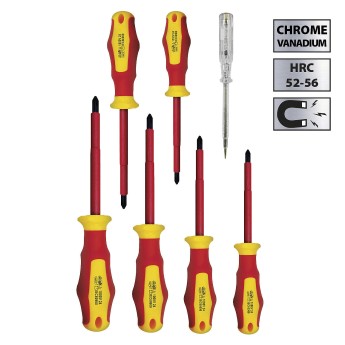 Set of 7 insulated screwdrivers (3 flat + 3 cross + tester) 2