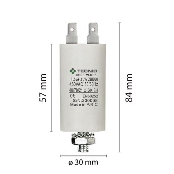 Starting capacitor for electric motors, 450V, capacity:... 2