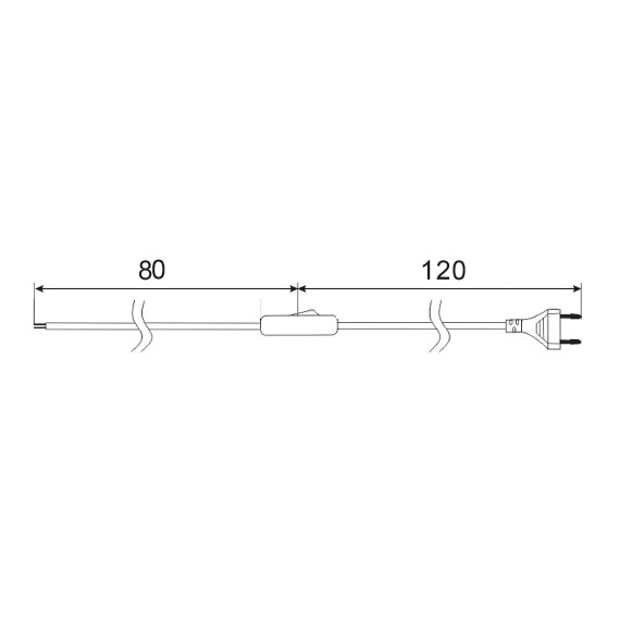 Extension cord with switch, 120+80cm, H03VVH2-F...