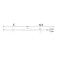 Extension cord with switch, 120+80cm, H03VVH2-F 2x0.75. Black