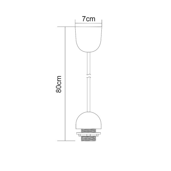 Pre-assembled pendant with 65cm cable and E27...