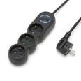 Multiprise française 3 x 16 A avec interrupteur, câble de 1,5 m, H05VV-F3G1.0MM2, CE, NF. Noire