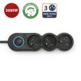 Multiprise française 3 x 16 A avec interrupteur, câble de 1,5 m, H05VV-F3G1.0MM2, CE, NF. Noire