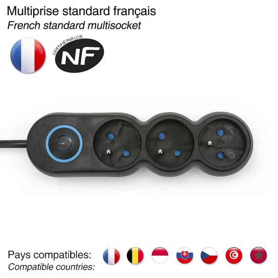 Multiprise française 3 x 16 A avec...