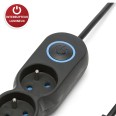 Multiprise française 3 x 16 A avec interrupteur, câble de 1,5 m, H05VV-F3G1.0MM2, CE, NF. Noire