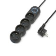 French power strip 4x16A, with switch, 1.5m long cable, H05VV-F3G1.0MM2, CE, NF. Black