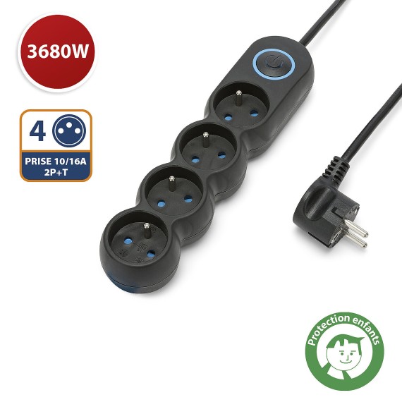 French power strip 4x16A, with switch, 1.5m...