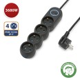 French power strip 4x16A, with switch, 1.5m long cable, H05VV-F3G1.0MM2, CE, NF. Black