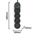 French power strip 4x16A, with switch, 1.5m long cable, H05VV-F3G1.0MM2, CE, NF. Black