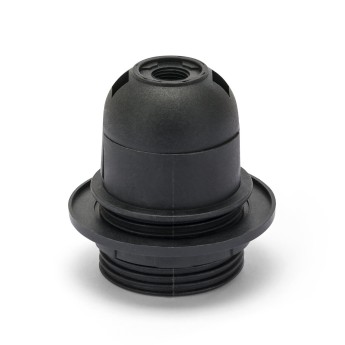 E27 thermoplastic lamp holder. Fully threaded, with ring...