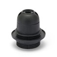 E27 thermoplastic lamp holder. Fully threaded, with ring nut. Black