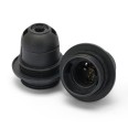 E27 thermoplastic lamp holder. Fully threaded, with ring nut. Black