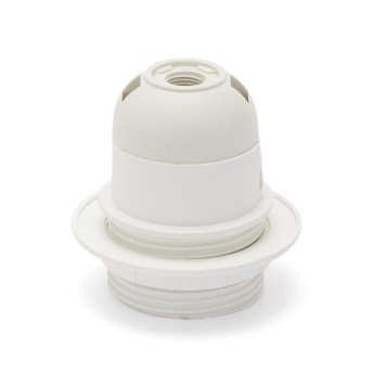 E27 thermoplastic lamp holder. Fully threaded, with ring...