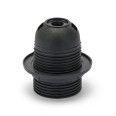 Portalámparas termoplástico E27. Roscado parcialmente, con tuerca de anillo. Negro.