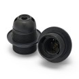 Portalámparas termoplástico E27. Roscado parcialmente, con tuerca de anillo. Negro.