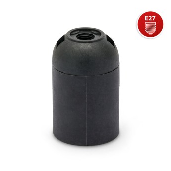 E27 thermoplastic lamp holder with smooth outer shell. Black 2