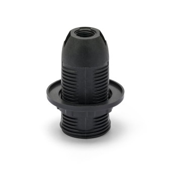 E14 thermoplastic lamp holder. Fully threaded, with ring...
