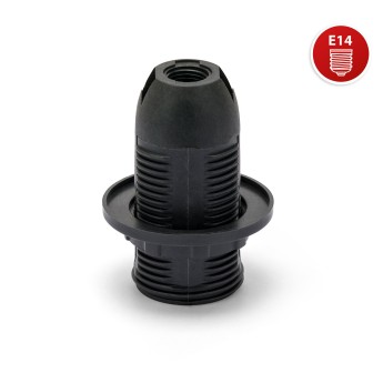 E14 thermoplastic lamp holder. Fully threaded, with ring... 2