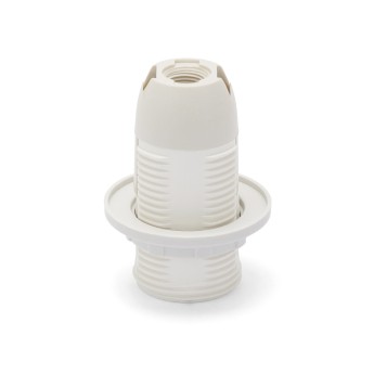 E14 thermoplastic lamp holder. Fully threaded, with ring...