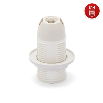 E14 thermoplastic lamp holder. Fully threaded, with ring... 2