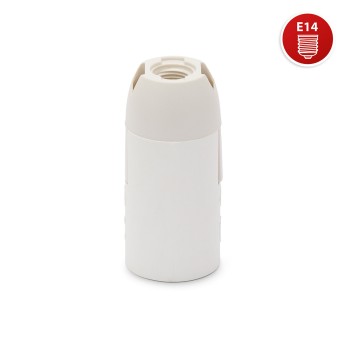 E14 thermoplastic lamp holder with smooth outer shell. White 2