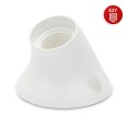 Thermoplastischer Strahler mit E27-Fassung und geneigtem Sockel. Weiß.