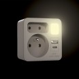Frontseitiger Biplite-Anschluss (2+P, 16 A + 6 A) mit Nachtlicht, 1 USB-A-Buchse und 1 USB-C-Buchse