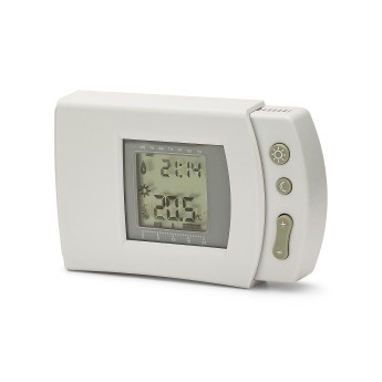 Programmable digital thermostat, hot/cold. White.