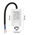 Starting capacitor for electric motors, 450V, capacity: 7µF, with 15cm cable