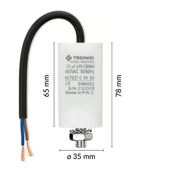 Starting capacitor for electric motors, 450V,...