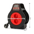 7 m lange Haushaltskabeltrommel H05VV-F3G1.0MM2, 2 französische Standardsteckdosen 2P+T 16A, 2 USB-A+C-Anschlüsse, NF, CE