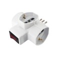 Adattatore 3 prese 10/16A bipasso con Schuko e 1 spina 10A. Con protezione da sovraccarico