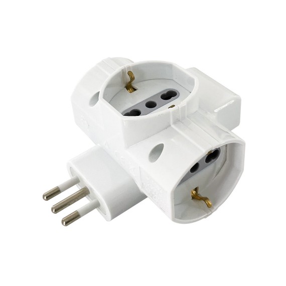Adattatore 3 prese 10/16A bipasso con Schuko e...
