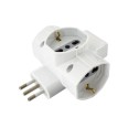 Adattatore 3 prese 10/16A bipasso con Schuko e 1 spina 10A. Con protezione da sovraccarico