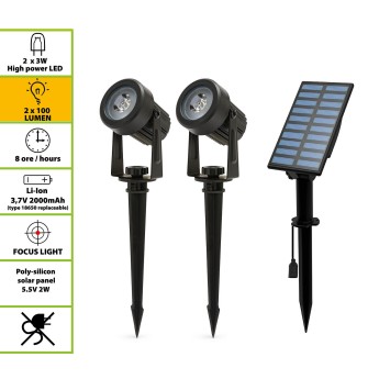 BLACKBIRD: kit di 2 faretti LED in plastica a carica solare 2