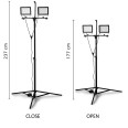 MINOS : 2 projecteurs trépieds LED, 2 x 100 W, 17 000 lumens, câble de 3 m, IP65 : Noir