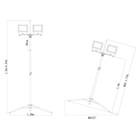 MINOS : 2 projecteurs trépieds LED, 2 x 100 W,...