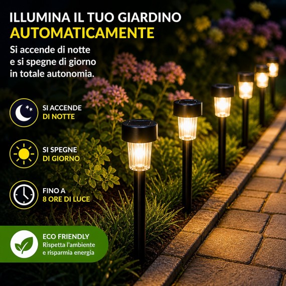 BLOSSOM: Solar LED garden stake. Black plastic.